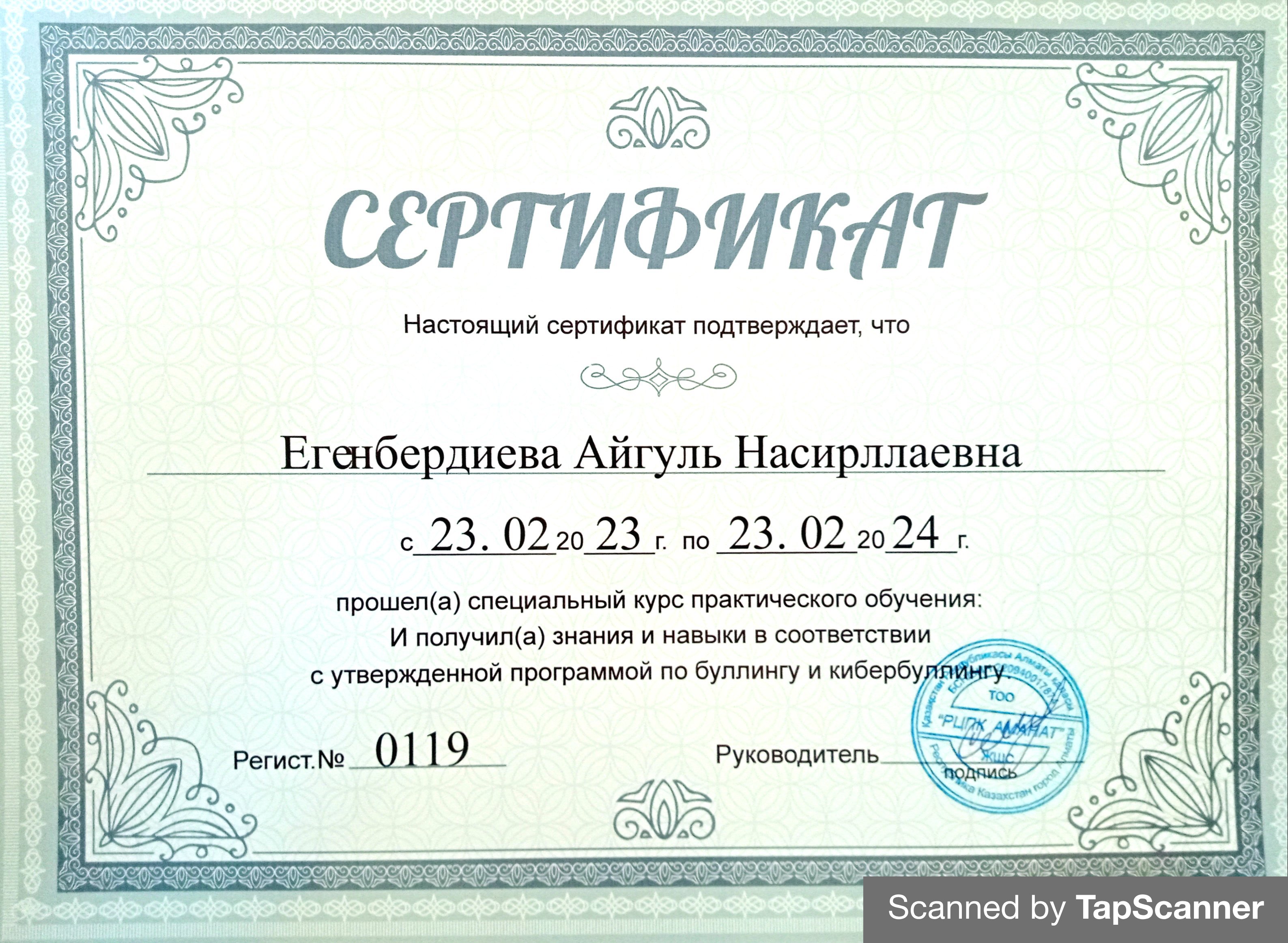 Егенбаердиева Айгуль